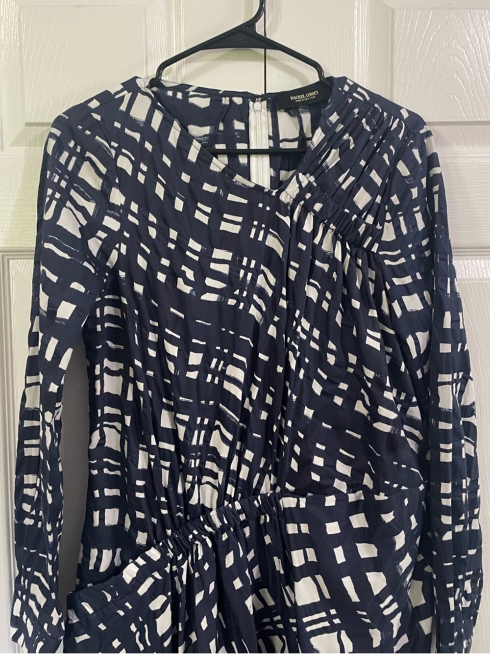 RACHEL COMEY Cotton Navy and White Tranch Dress Women's Size 6 - Picture 3 of 12